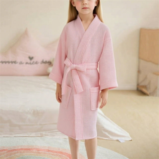 YUNAFFT Peignoir pour Enfants à Manches Longues avec Poche Serviette de Bain Absorbante Tenue de Détente Douillette