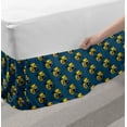 thumbnail image 2 of Owl Bed Skirt, Cartoon Birds on Branches Full Moon Clouds, Elastic Bedskirt Dust Ruffle Wrap Around for Bedding Decor, 4 Sizes, Dark Sky Blue Yellow, by Ambesonne, 2 of 2