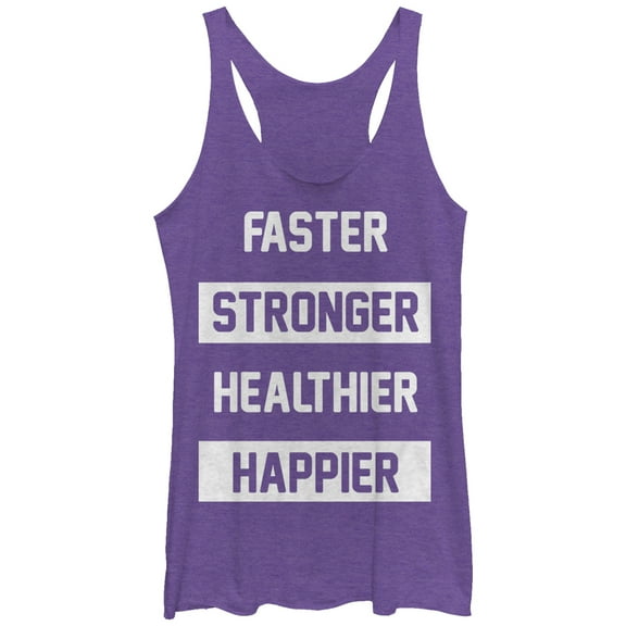 Women's CHIN UP Faster Stronger Healthier Happier  Racerback Tank Top Purple Heather Medium