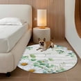 thumbnail image 2 of Eucalyptus Leaves Round Area Rug 7Ft Washable Circle Rugs for Dorm Laundry Room, Daisy Spring Floral Botanical Wooden Non-Slip Carpet Floor Mats Indoor Outdoor Carpet Runner Aesthetic Home Decor, 2 of 8