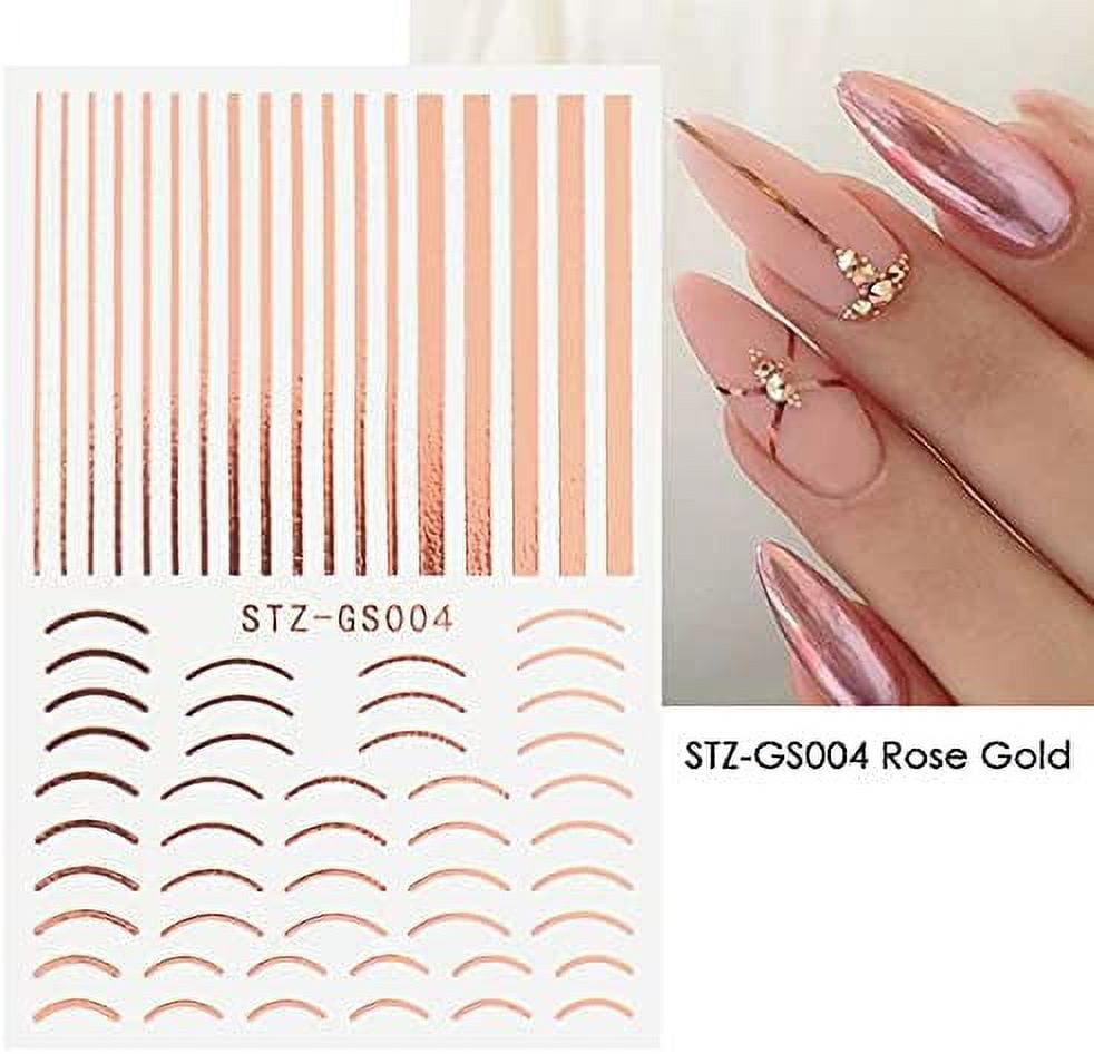 1pc Nail Stickers Rose Gold Striping Tape Nail Design Stripe Lines Geometry  3d Sticker | Fruugo BH