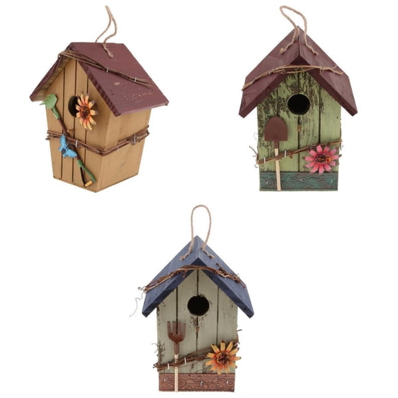 Casa de Pájaros Zulema Decorativa de madera colgante 3 Uds