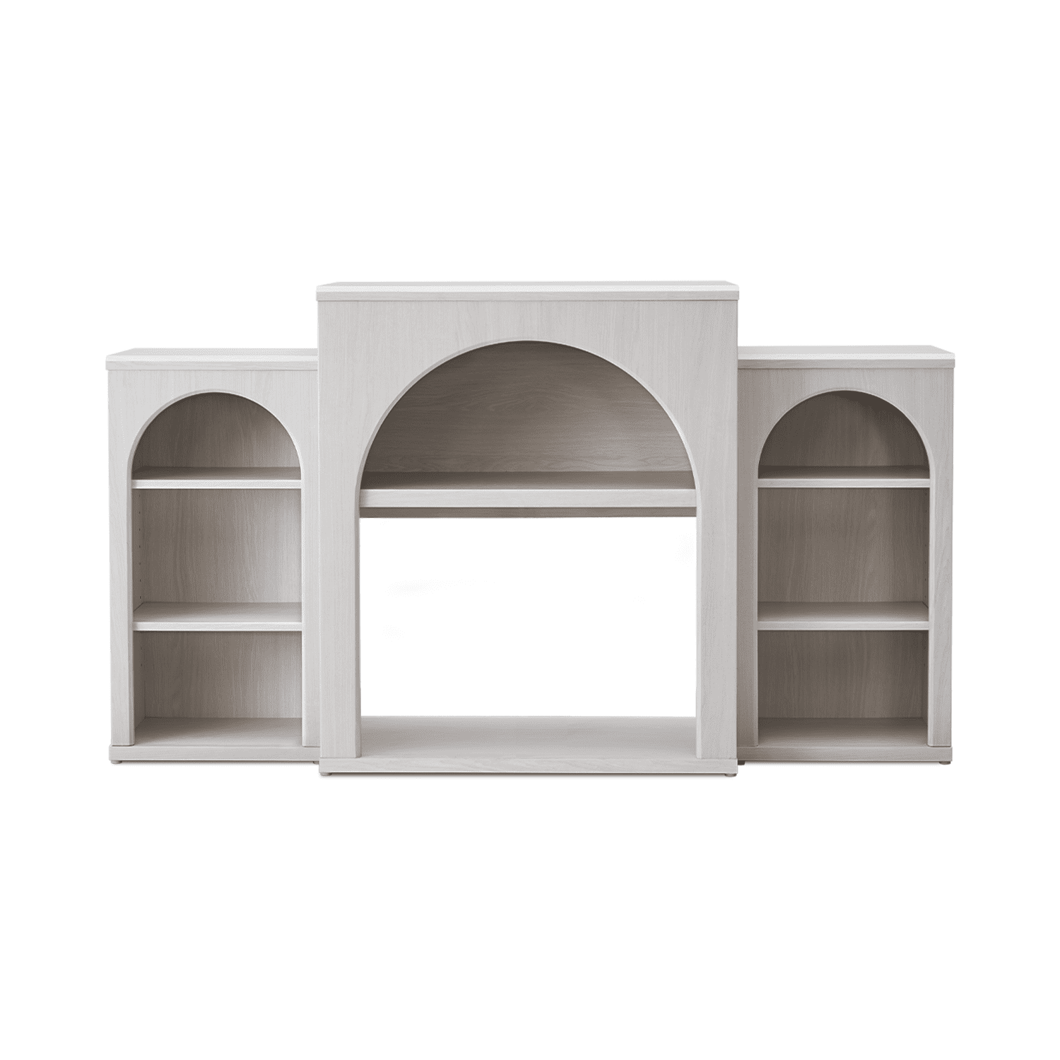 Mopio Blake 59" Arched TV Stand, Fireplace Mantel, Modular Side Storage Shelves, Entertainment Center for Living Room, Credenza, Media Console (White, No Insert)