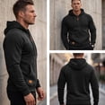 thumbnail image 4 of Mens Hoodies Zip Up Sweatshirt, Drawstring Hood Kangaroo Pocket Athletic Jacket, Casual Fall Winter Tops, 4 of 7