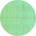 thumbnail image 1 of Ahgly Company Machine Washable Indoor Round Abstract Turquoise Blue Modern Area Rugs, 7' Round, 1 of 4