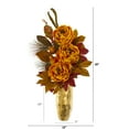 thumbnail image 2 of Nearly Natural 30in. Peony, Pear and Magnolia Leaf Artificial Arrangement in Gold Vase, Yellow, 2 of 2