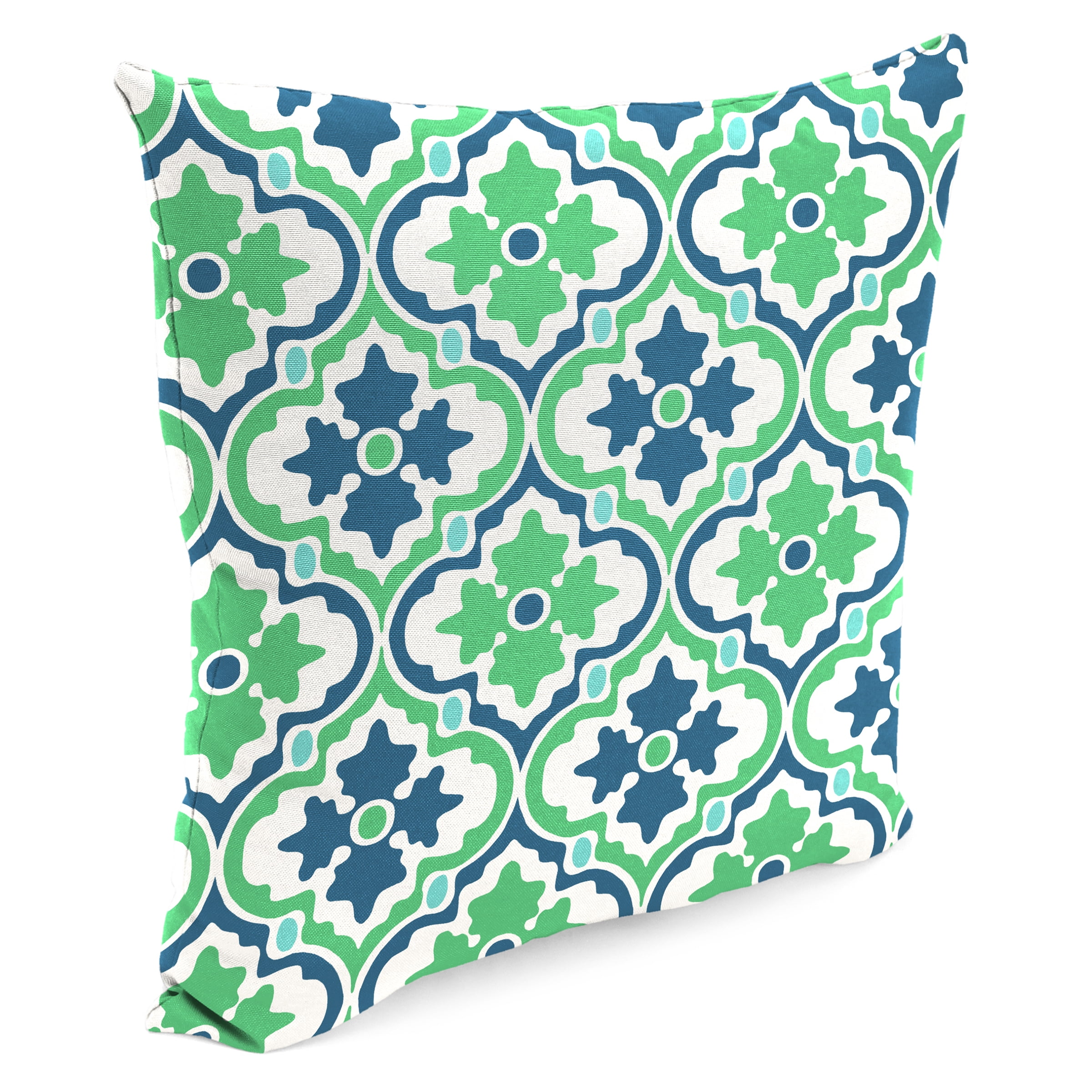 Jordan Manufacturing 16" x 16" Vesey Sea Mist Blue and Green Quatrefoil Square Outdoor Throw Pillow (2 Pack)