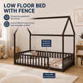 thumbnail image 3 of Miniyam Twin Size House Floor Bed for Kids, Wood Low Profile Bed Frame with Guardrails, Espresso, 3 of 7