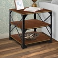 thumbnail image 4 of Industrial Style 3 Tier Metal Side End Table with Wooden Shelves, Brown and Bronze ,Saltoro Sherpi, 4 of 4