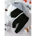 thumbnail image 2 of Wassery Toddler Boys 2PCS Fall Outfits Long Sleeve Crew Neck Contrast Color Sweatshirt Top Elastic Waist Sweatpants 6M 9M 12M 2T 3T 4T Infant Baby Boys Clothes, 2 of 9
