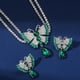 thumbnail image 5 of Juego De Aretes Y Collar Con Colgante De Mariposa, Conjunto De Aretes Y Collar Con Mariposas De Diamantes De Imitación De Doble Capa, Elegante, Verde Brillante Y Blanco Para Bodas, 5 of 7