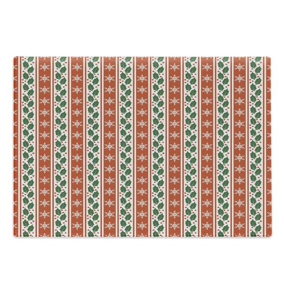 Snowflake Cutting Board, Holly Berry Leaves and Snowflakes on Vertical Banners Christmas and New Year, Decorative Tempered Glass Cutting and Serving Board, Large Size, Ruby Fern Green, by Ambesonne