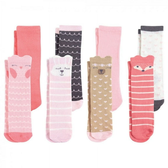 Hudson Baby Infant Girl Cotton Rich Knee-High Socks, Forest Girl, 0-6 Months