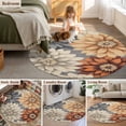 thumbnail image 5 of Round Rugs 4Ft, Orange Grey Dahlia Round Area Rug Washable Indoor Throw Carpet, Spring Floral Vintage Soft Non Slip Circle Rug for Kitchen Nursery Room Home Decor Aesthetic, 5 of 8