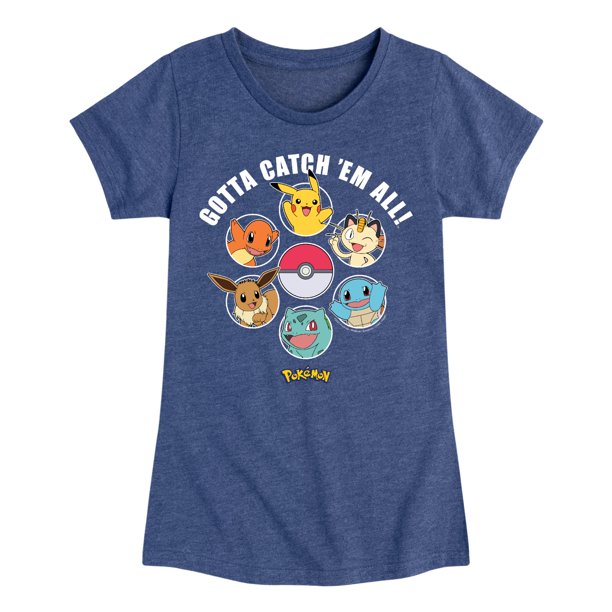 Pokemon Gotta Catch Em All Design Youth Girls Short Sleeve Graphic T Shirt