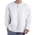 thumbnail image 1 of GigrtiJin Shirt for Men Long Sleeve Solid Color Pullover Top Quarter Button down Fall Top Lightweight Round Neck Blouse, 1 of 1