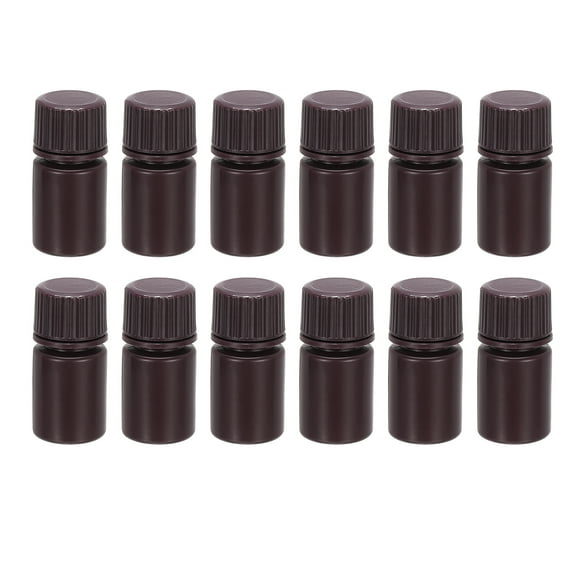 Unique Bargains 12Pcs 10ml Reagent Bottles, PP Wide Mouth Round Bottles with Screw Cap Brown