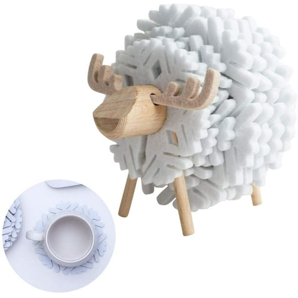 Sheep Novelty Coaster with Holder Unique Funny Heat Resistant