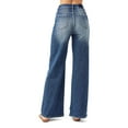 thumbnail image 2 of Risen Womens Juniors High Rise Wide-Leg Denim Dad Jeans (9, Dark Denim), 2 of 4