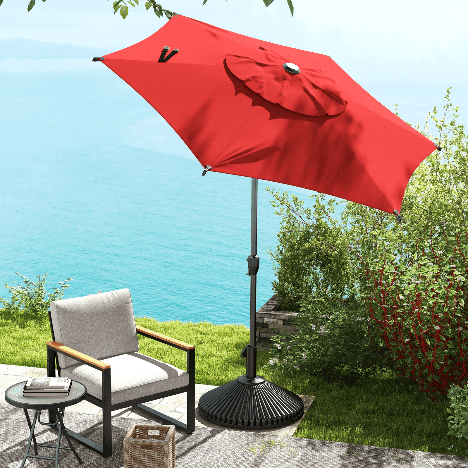 Abba Patio 7.5 Ft Oslo Outdoor Umbrella Dark Red photo 7