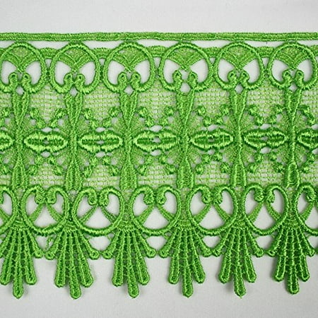 Kelly Lace - Lime Kelly Green 5/8”~5-1/8” Embroidered Floral Venice Lace Trim Guipure By Yard (17823 (4.75
