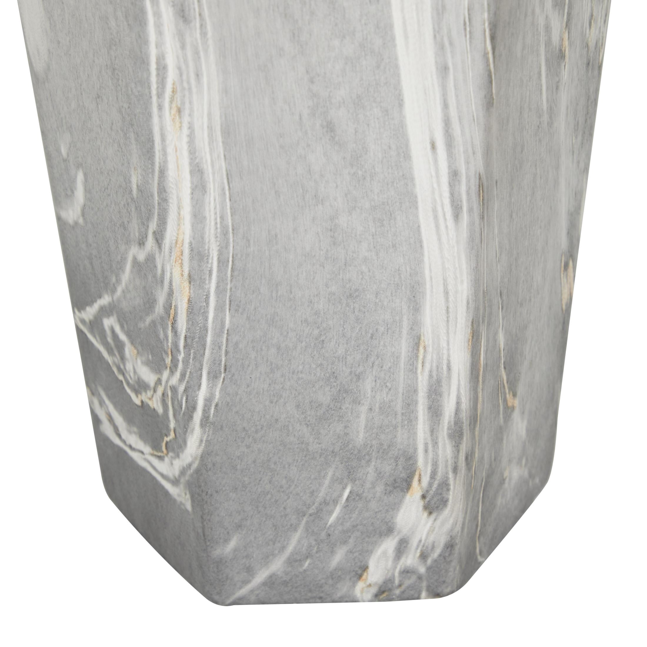 DecMode 14" Faux Marble Black Ceramic Vase