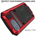 thumbnail image 4 of Compatible with iPhone 16e Metal Case, with Screen Protector Camera Lens Protector Military Rugged Heavy Duty Shockproof Case with Metal Kickstand Full Body Tough Dustproof Case, Red, 4 of 7