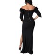thumbnail image 5 of IROINNID Deals Wedding Guest Dresses for Women Homecoming Party Color Long Dress Off Shoulder Sexy Split V-Neck Dress Trendy Formal Dress,Black, 5 of 8