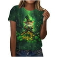 thumbnail image 2 of Haivin Women's St. Patrick's Day Print T-shirt, Short Sleeve Round Neck, Festive Casual Wear for Party and Everyday, 2 of 6