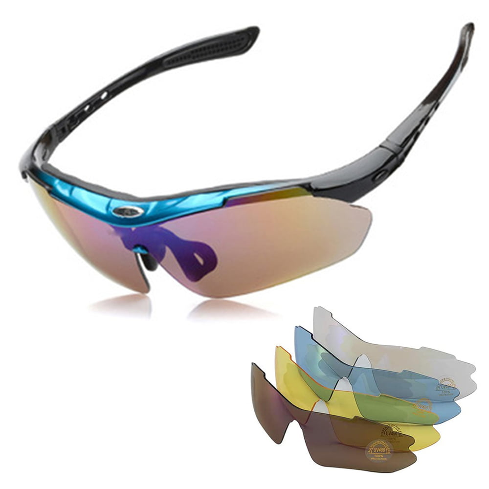 UV400 Outdoor Sport Cycling Bicycle Riding Sun Glasses W/ 5x Eyewear Goggle Lens 