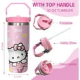 thumbnail image 2 of Kitty Tumbler for Adults Water Bottle 30 Oz Tumbler with Handle and Straw Kitty Cups for Kids Pink Coffee Mug Kitty Stuff Cat Insulated Cup Gifts for Girl Women, 2 of 6