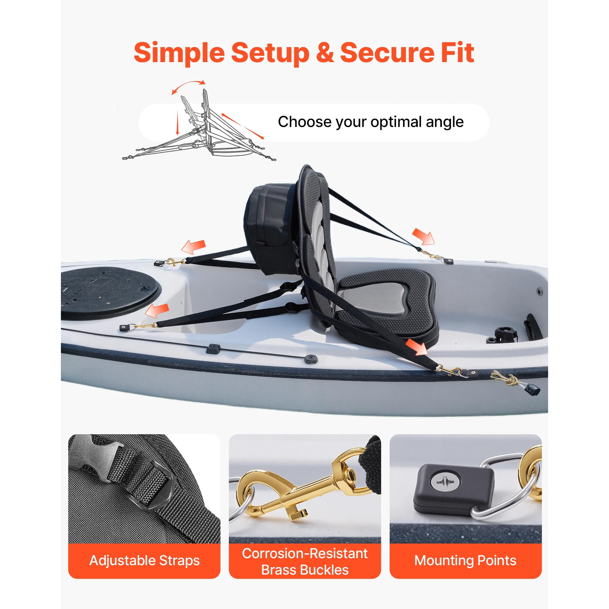 KFFKFF Universal Kayak Seat, 2 Pack 2" Thick, Soft Padded Seat with Back Support, Adjustable Straps, and Storage Bag for Paddle Boards, Canoes, Fishing Boats, Inflatable Kayaks