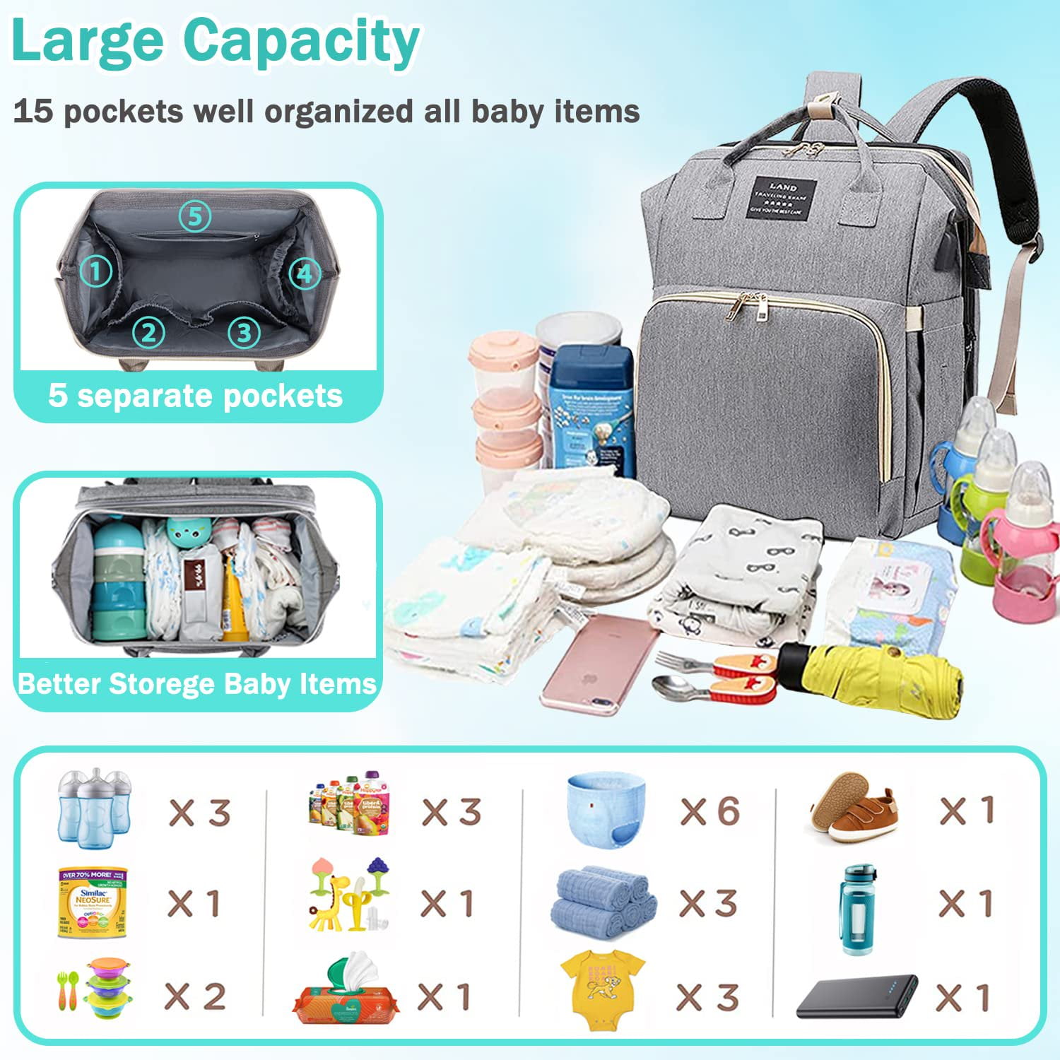 Large Capacity Diaper Bag/Baby Bed w/ Mosquito Net – Produva