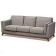 thumbnail image 1 of Baxton Studio Sava Fabric Upholstered Sofa in Grey and Walnut, 1 of 9