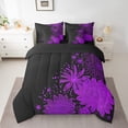 thumbnail image 2 of YST Ensemble de Literie Aztec Dahlia, 7 Pcs, Taille Grand, Noir Violet, Floral Moderne, Lit en Sac, 2 of 5