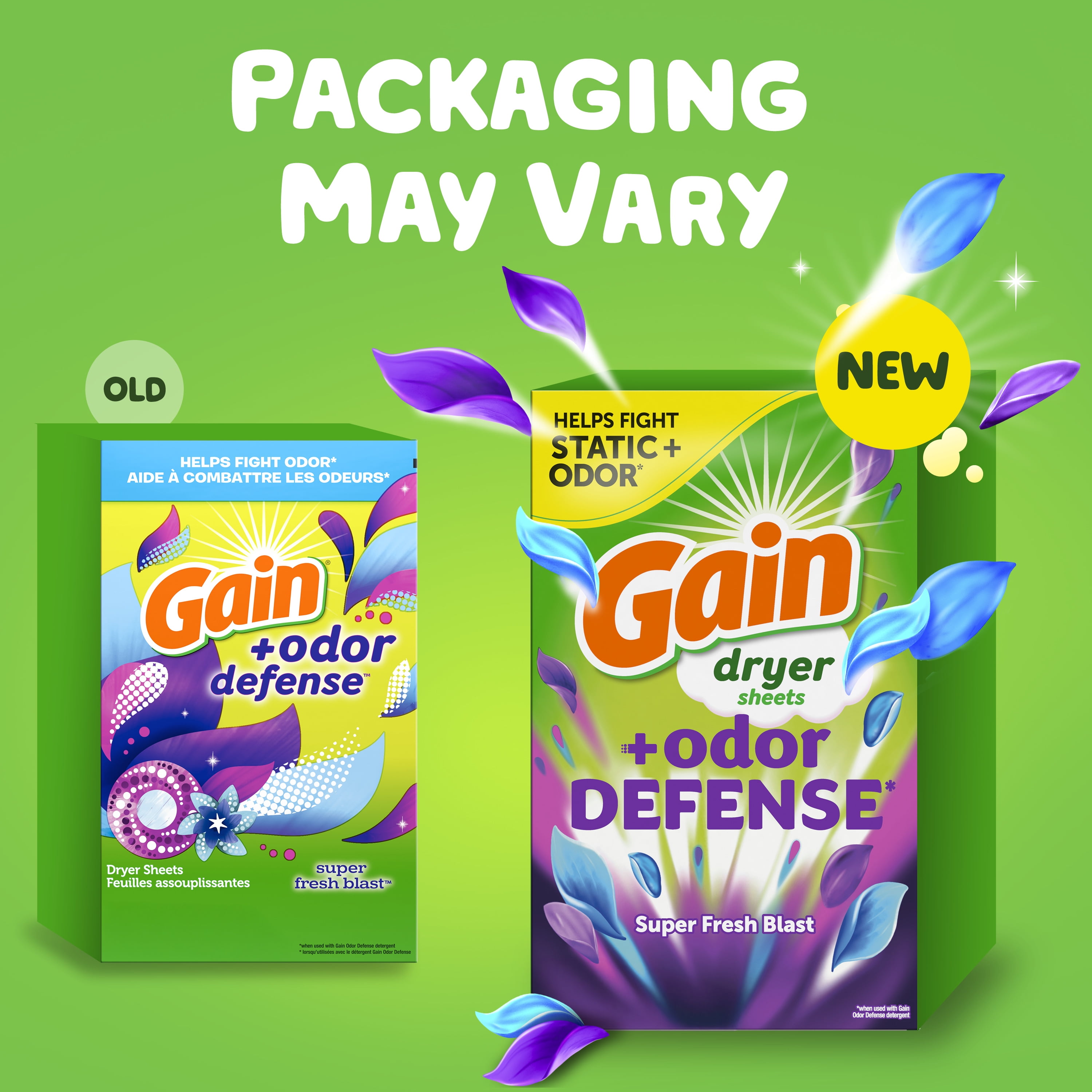 Gain Fabric Softener Dryer Sheets +Odor Defense, Super Fresh Blast Scent, 120 Count