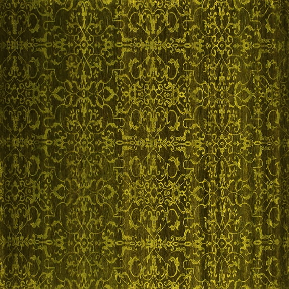 Ahgly Company Indoor Square Persian Yellow Bohemian Area Rugs, 8' Square