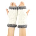 thumbnail image 4 of Lilgiuy Women Winter Fingerless Gloves Fashion Solid Color Knit Wrist Arm Thermal Work Travel Sport Mittens for Cold Weather White, 4 of 5