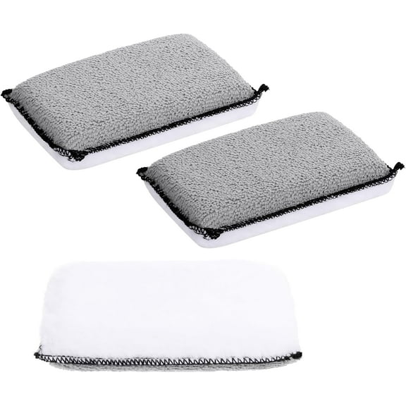3 Pcs Car Interior Scrubbing Sponges, 5”x3” Auto Detailing Scrub Pads, Microfiber Car Wash Sponges, Interior Cleaning Sponge for Leather, Plastic, Vinyl, Upholstery