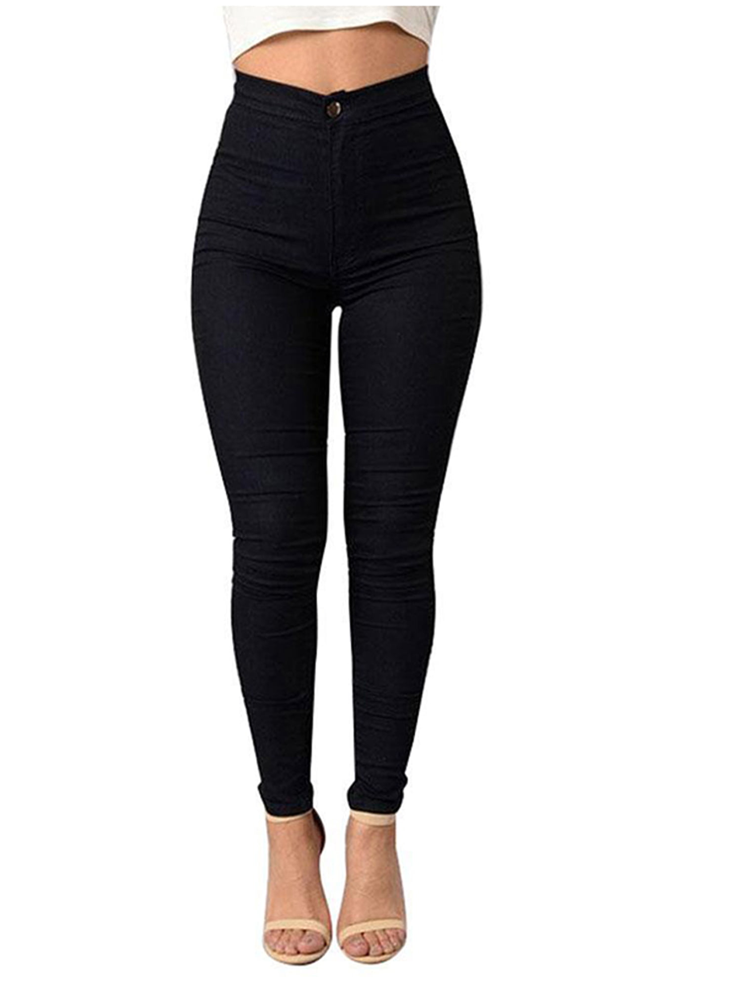 Womens Stretch Long Pants High Waist  Slim Casual Jeggings Trousers 