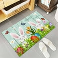 thumbnail image 5 of Kitchen Rug Sets 2 Piece Happy Easter Rabbits Butterfly Eggs Non Slip Anti Fatigue Floor Mats Teal Green Wood Plank Comfort Soft Absorb Cushioned Standing Doormat Runner Rugs (19.7x31.5+19.7x47.2in), 5 of 6