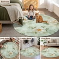 thumbnail image 5 of Camellia Flower Round Rugs for Living Room 6ft White Floral Mint Green Boho Vintage Non Slip Circle Rug Washable Low-Profile Indoor Carpet for Bedroom, Dining Room, Bathroom, 5 of 9