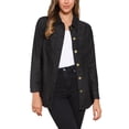 thumbnail image 1 of CHAQUETA DE JEAN PARA MUJER INSPIRADA CHIC, DE MANGAS LARGAS, CON CINTURÓN, ABOTONADA, CASUAL, DE DENIM, TALLA XL, NEGRA, 1 of 5