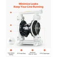 thumbnail image 2 of VEVOR Air Operated Double Diaphragm Pump, 25 GPM, 1 inch Inlet & Outlet Pneumatic Waste Oil Transfer Pump, Max 100 PSI, Polypropylene Body, Air-Operated for Diesel, Grease, Kerosene, Gasoline & Oil, 2 of 9