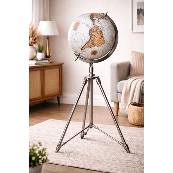 Decorative World Globe with Steel Tripod Stand | 12 Inch Rotating Globe for Home & Office Décor