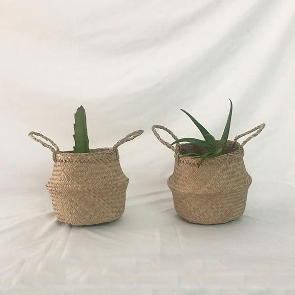 Woven Seagrass Basket, Seagrass Plant Basket Space Saving For Picnic