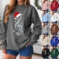 thumbnail image 2 of larpptyWomen Christmas Sweatshirts Vintage Musical Xmas Graphic Crewneck Pullover Casual Long Sleeve Sweater Shirts (Brown, L), 2 of 9