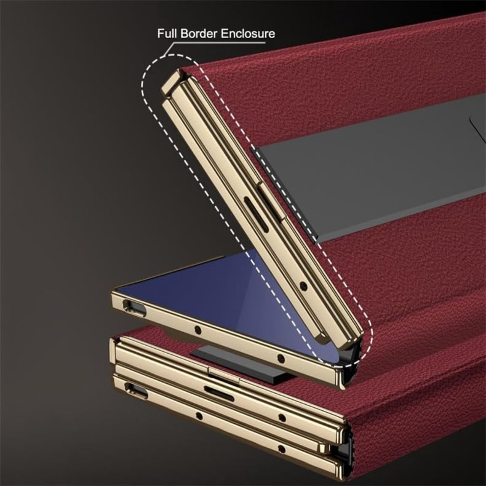 Leather Phone Case for Samsung Galaxy Z Trifold with Built-in Tempered Glass Screen Protector, Magnetic Flip Cover with Dual Foldable Stand, Full Body Protection