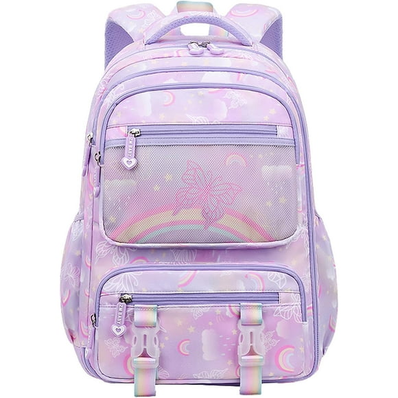 Kawaii School Backpack Girls Backpack Rainbow Bookbag Cute Schoolbag Laptop Travel Bag (Purple)