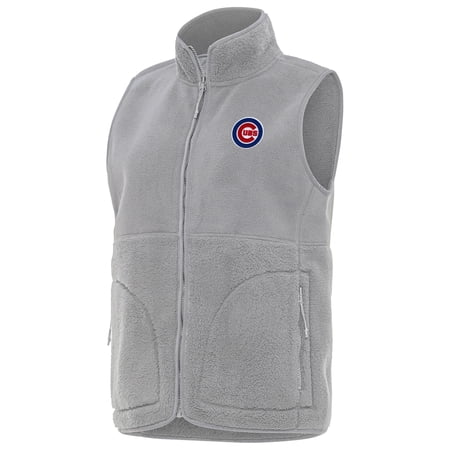 Women s Antigua Gray Chicago Cubs Nostalgic Full-Zip Vest